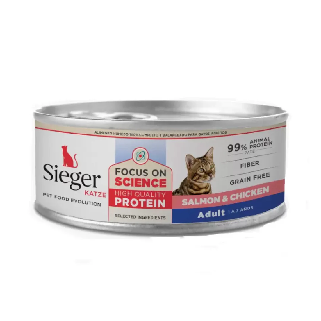 Lata Sieger Katze Gato Adulto Salmón y Pollo - Image 2